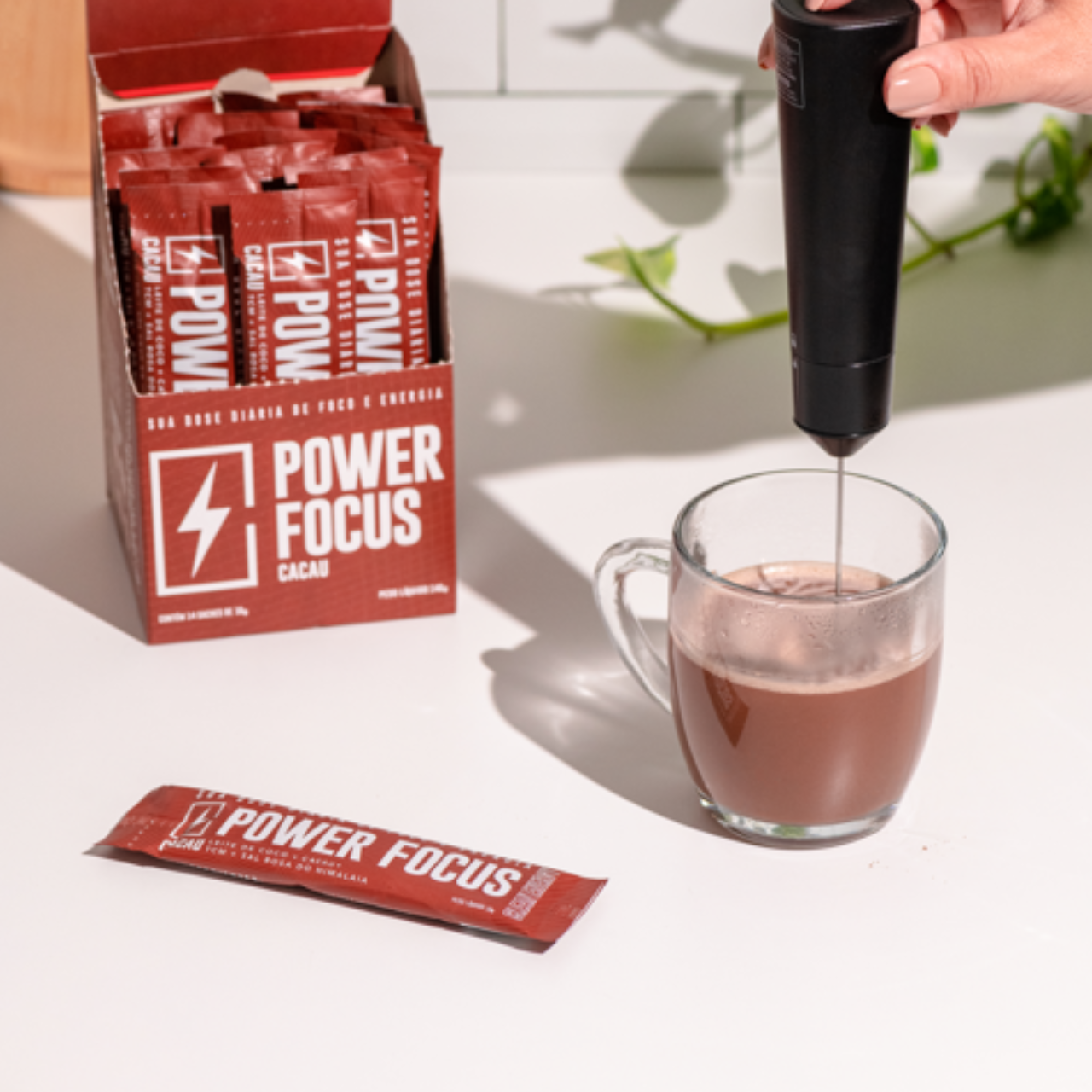 Power Focus Cacau Display com 14 sachês individuais 140g