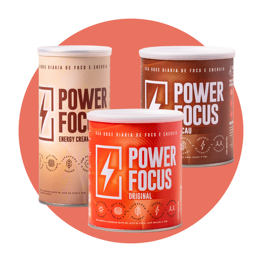 Kit Experimentação: 1 Power Focus Original 220g + 1 Power Focus Cacau 220g + 1 Energy Creamer 220g