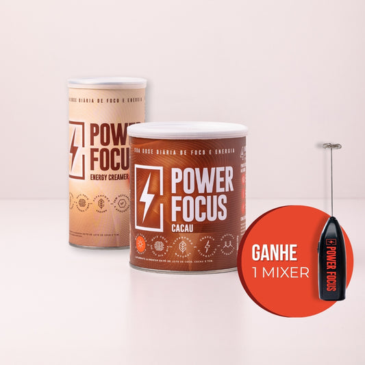 Kit Mixer CACAU: 1 Energy Creamer 220g + 1 Power Focus CACAU 220g + 1 Mini Mixer